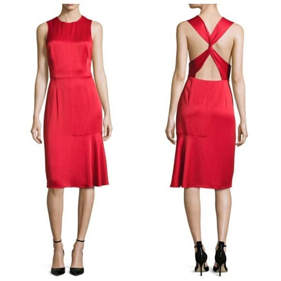 Grey Jason Wu Crisscross-Back Satin Cocktail Dress